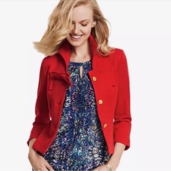 CAbi Cropped Jacket Blazer #3035 Holiday Red Bow - Picture 2 of 9